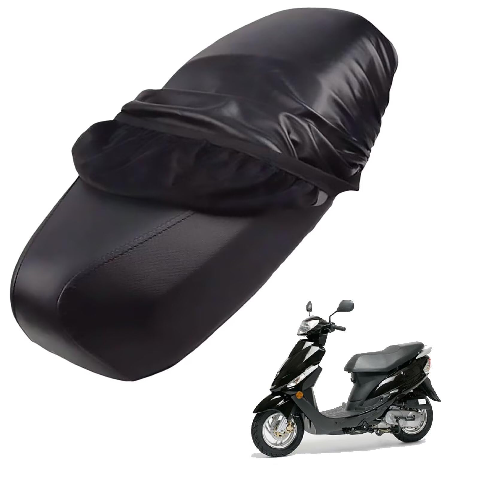 generisch Leder-sitzbezug Motorrad kompatibel mit Peugeot V-Clic 2005-Present,Roller sitzbankbezug,wasserdicht,regendicht,staubdicht und sonnenfest (Black) von generisch