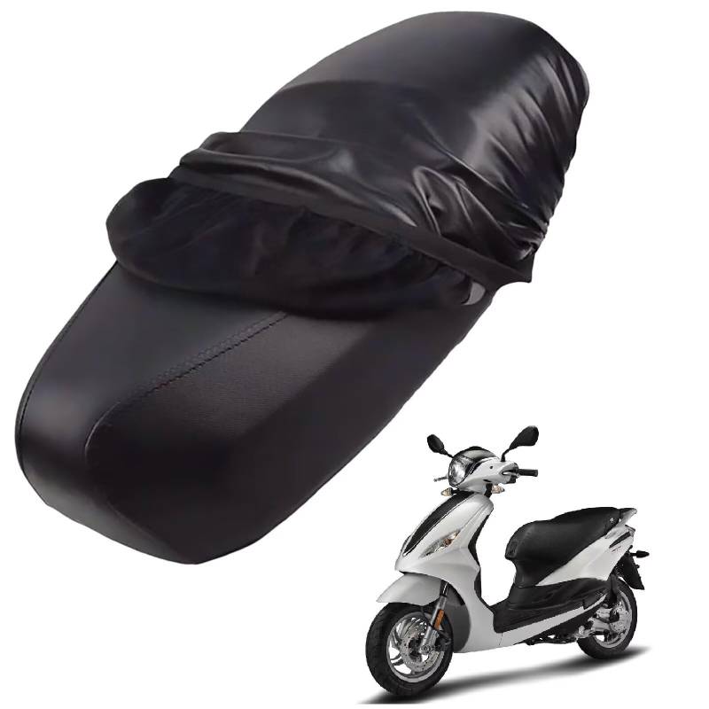 generisch Leder-sitzbezug Motorrad kompatibel mit Piaggio Fly 50/150 2006-2015,Roller sitzbankbezug,wasserdicht,regendicht,staubdicht und sonnenfest (Black) von generisch