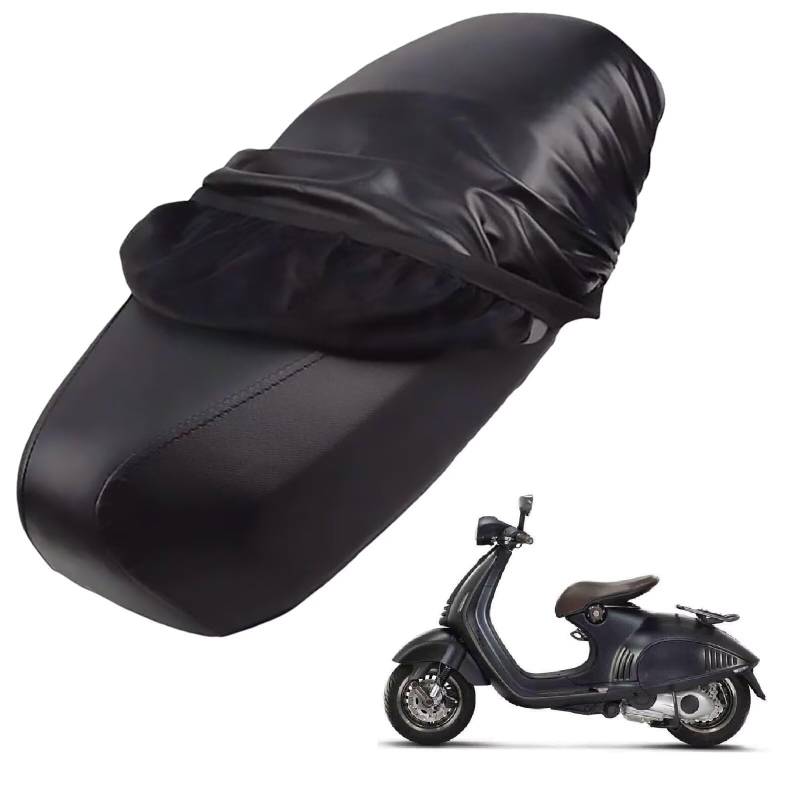 generisch Leder-sitzbezug Motorrad kompatibel mit Vespa 946 Emporio Armani 2015-2016,Roller sitzbankbezug,wasserdicht,regendicht,staubdicht und sonnenfest (Black) von generisch