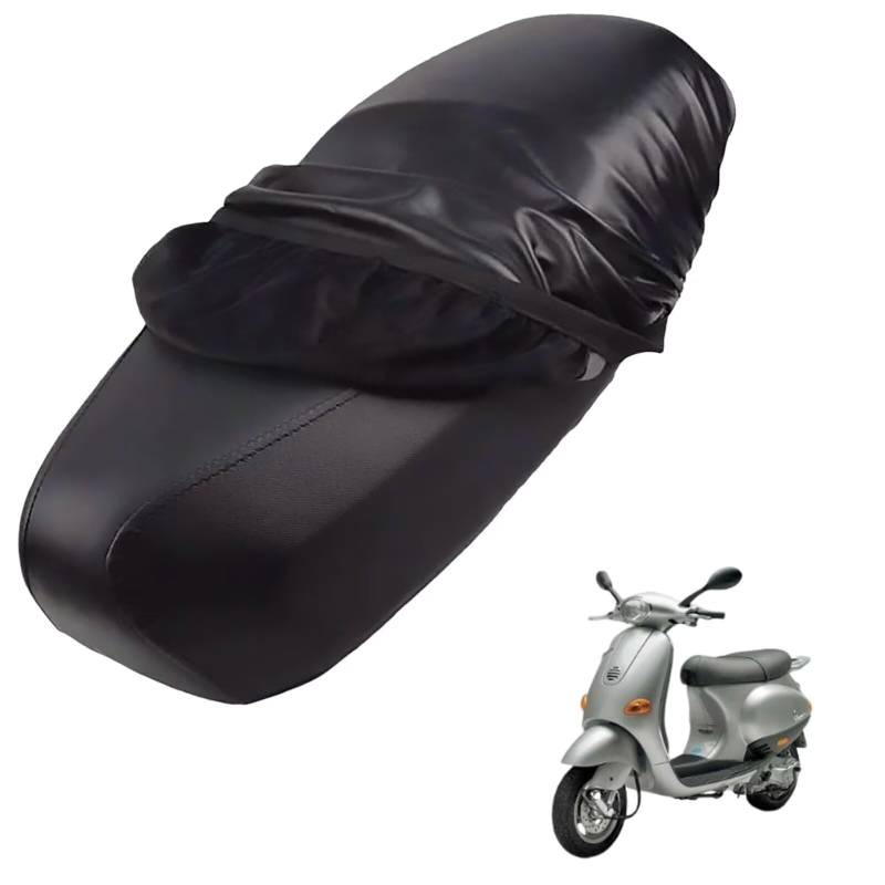 generisch Leder-sitzbezug Motorrad kompatibel mit Vespa ET4 50 2000-2005,Roller sitzbankbezug,wasserdicht,regendicht,staubdicht und sonnenfest (Black) von generisch