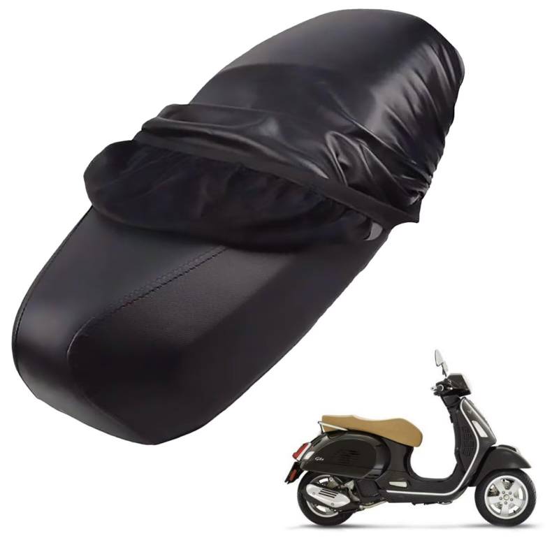 generisch Leder-sitzbezug Motorrad kompatibel mit Vespa Gts 125 2017,Roller sitzbankbezug,wasserdicht,regendicht,staubdicht und sonnenfest (Black) von generisch