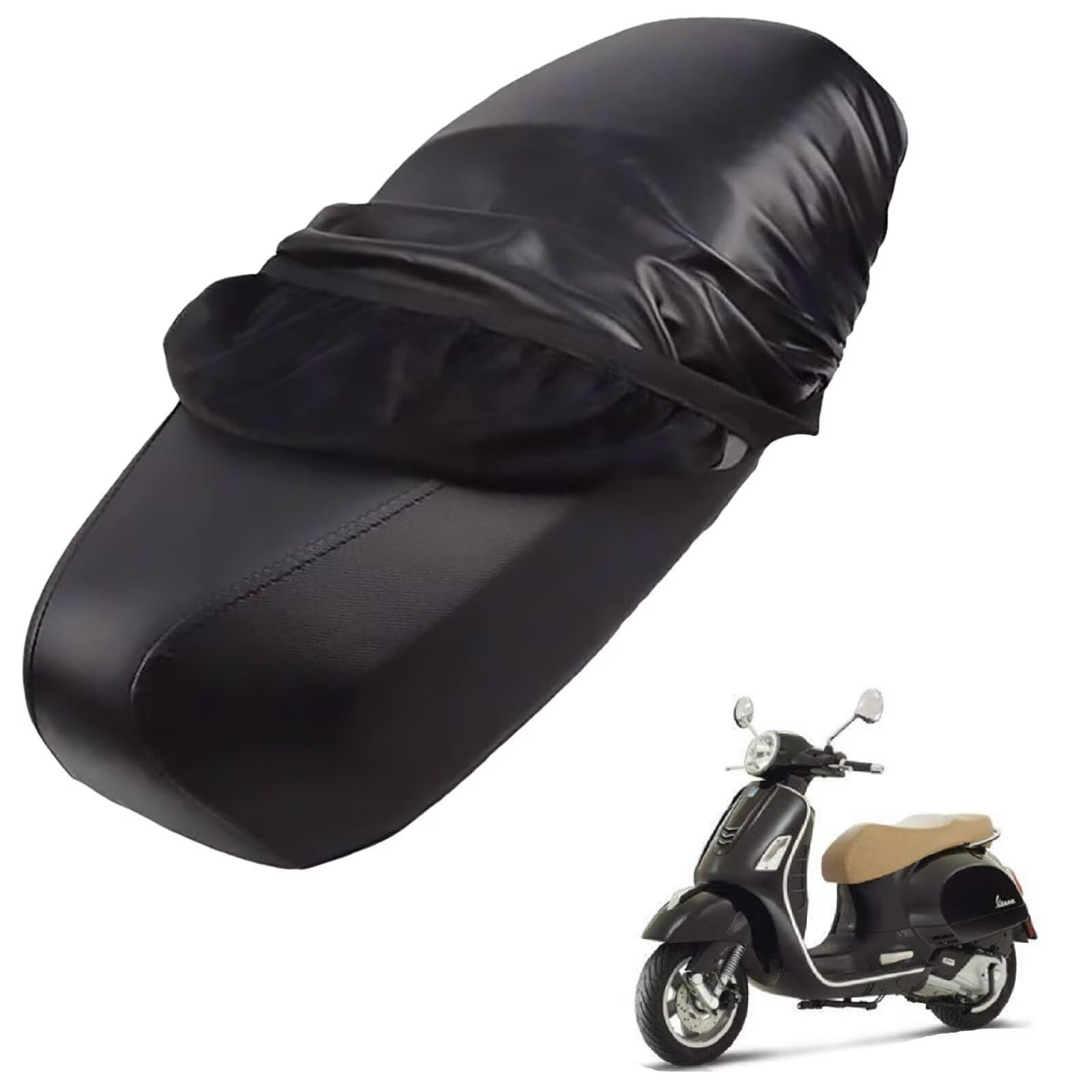 generisch Leder-sitzbezug Motorrad kompatibel mit Vespa Gts 150 I-Get 2017-Present,Roller sitzbankbezug,wasserdicht,regendicht,staubdicht und sonnenfest (Black) von generisch