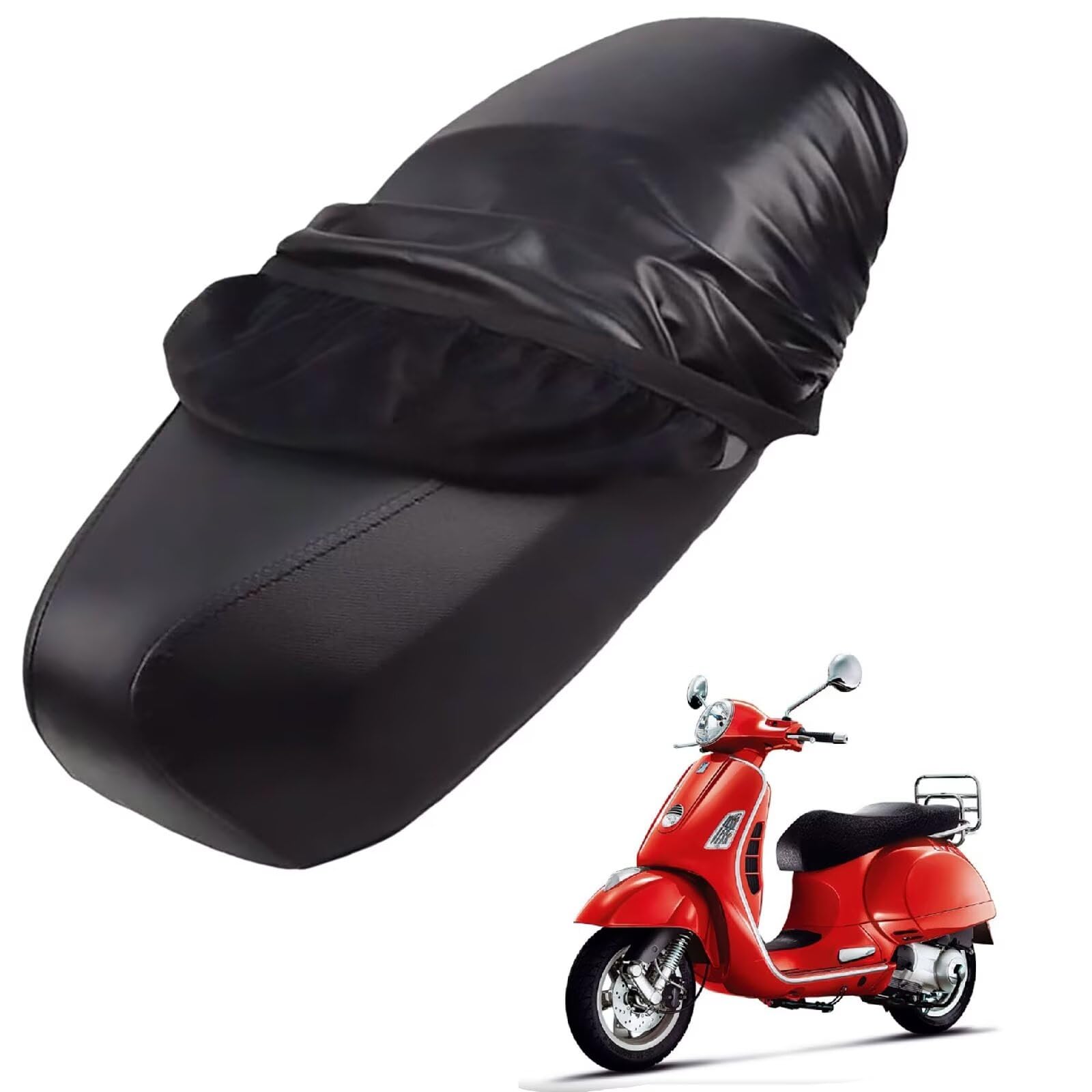 generisch Leder-sitzbezug Motorrad kompatibel mit Vespa Gts 250 2008-2010,Roller sitzbankbezug,wasserdicht,regendicht,staubdicht und sonnenfest (Black) von generisch