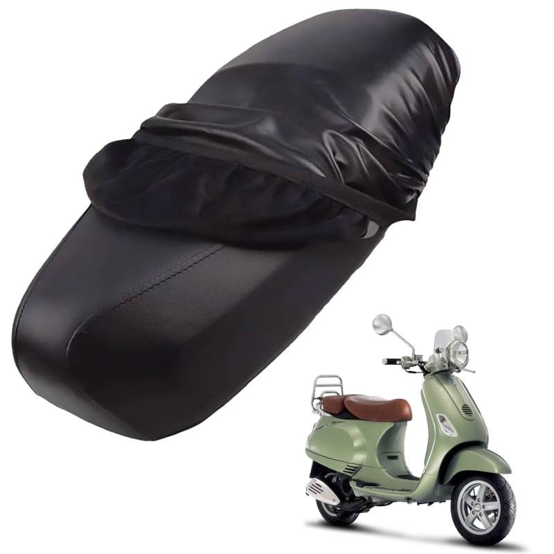 generisch Leder-sitzbezug Motorrad kompatibel mit Vespa LXV 125 2008-2012,Roller sitzbankbezug,wasserdicht,regendicht,staubdicht und sonnenfest (Black) von generisch