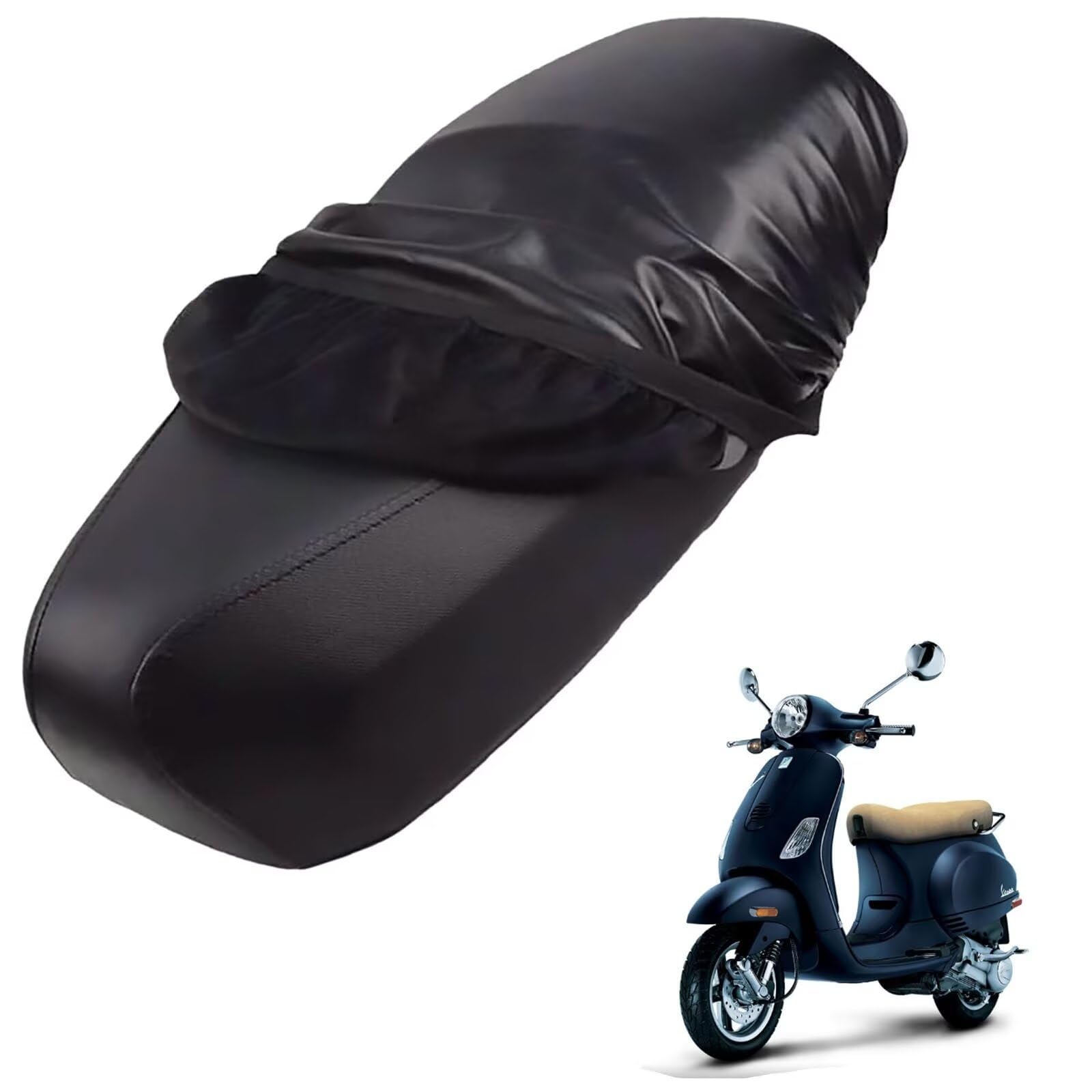 generisch Leder-sitzbezug Motorrad kompatibel mit Vespa Lx 50 2008-2014,Roller sitzbankbezug,wasserdicht,regendicht,staubdicht und sonnenfest (Black) von generisch