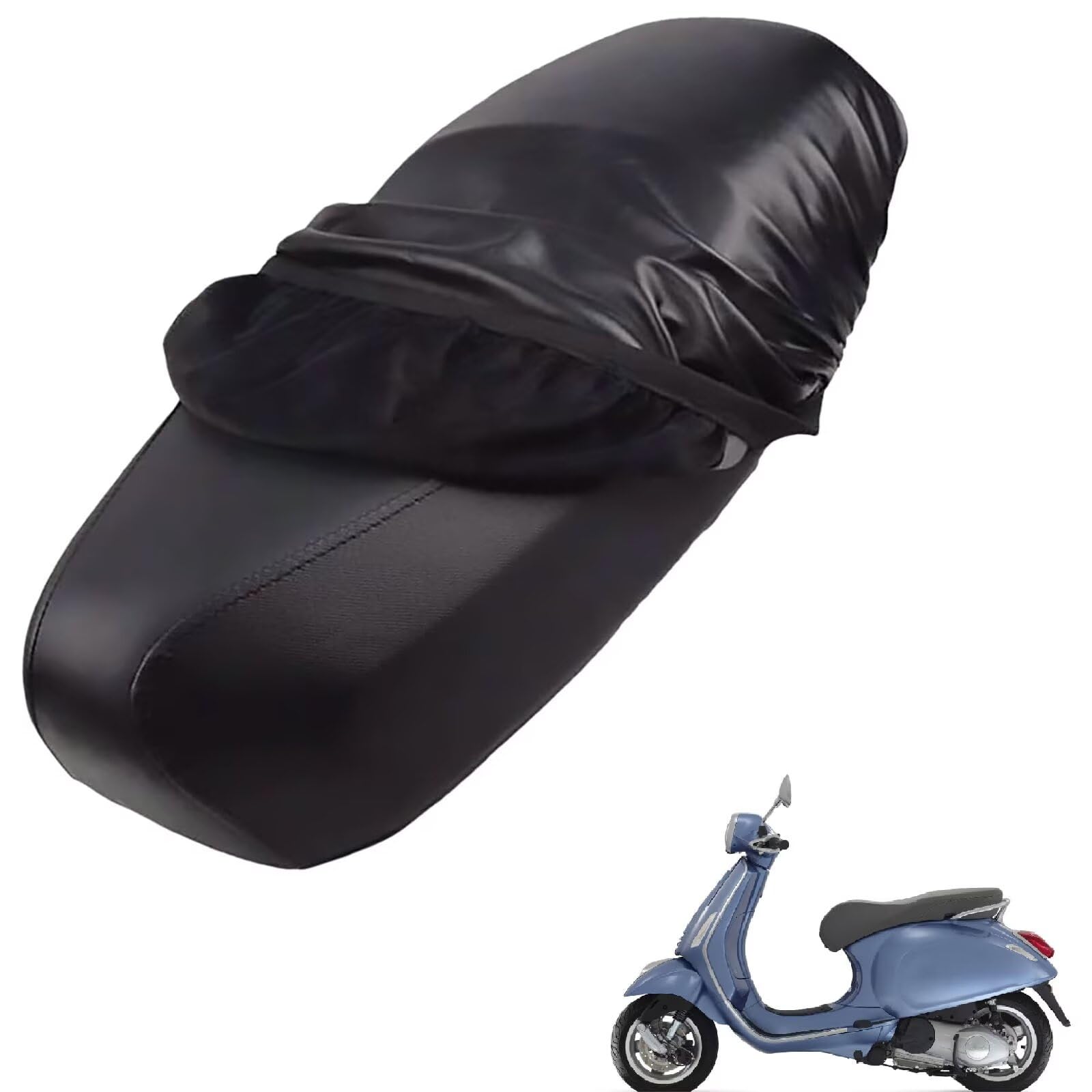 generisch Leder-sitzbezug Motorrad kompatibel mit Vespa Primavera 150 2014-Present,Roller sitzbankbezug,wasserdicht,regendicht,staubdicht und sonnenfest (Black) von generisch