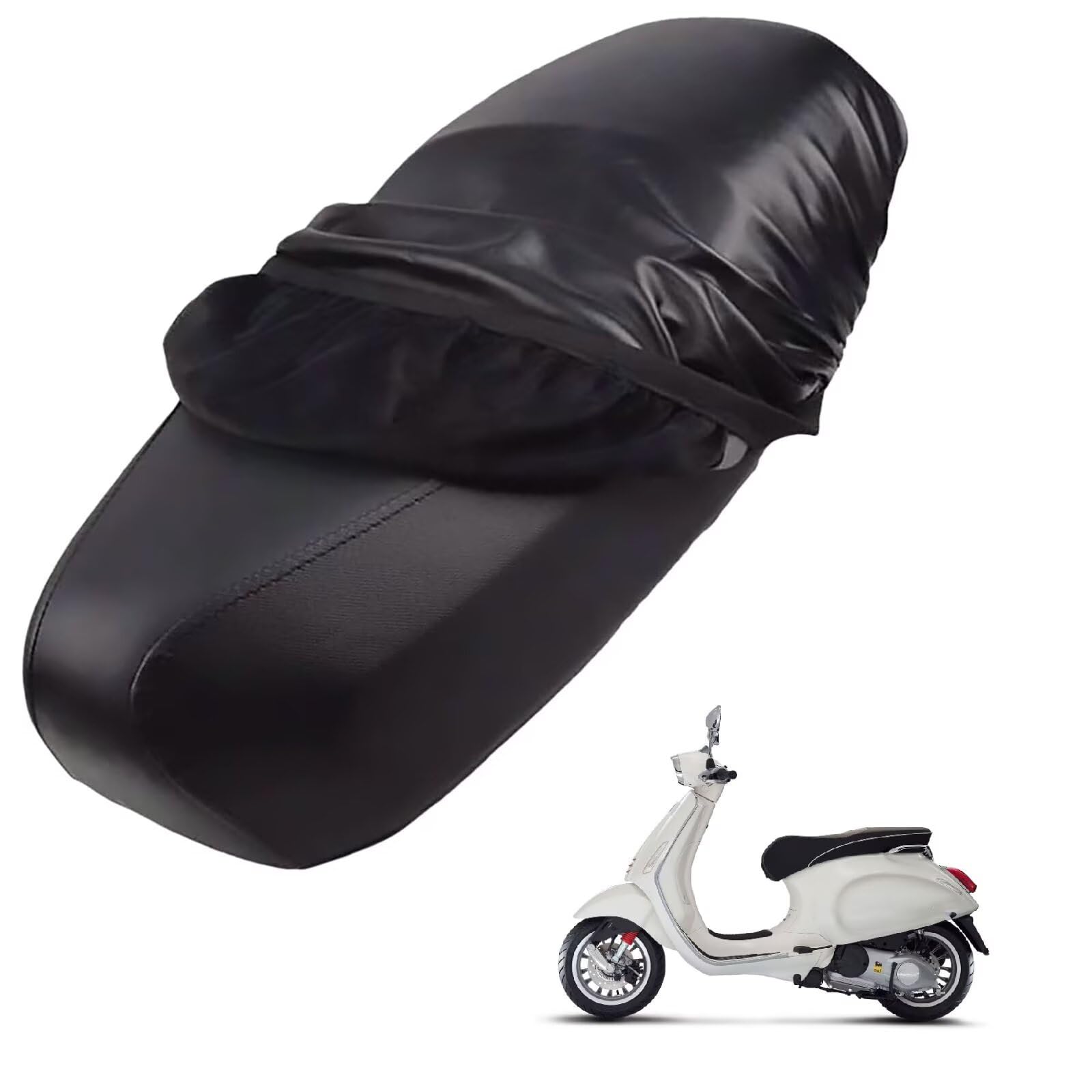 generisch Leder-sitzbezug Motorrad kompatibel mit Vespa Sprint 150 3V 2014-2015,Roller sitzbankbezug,wasserdicht,regendicht,staubdicht und sonnenfest (Black) von generisch