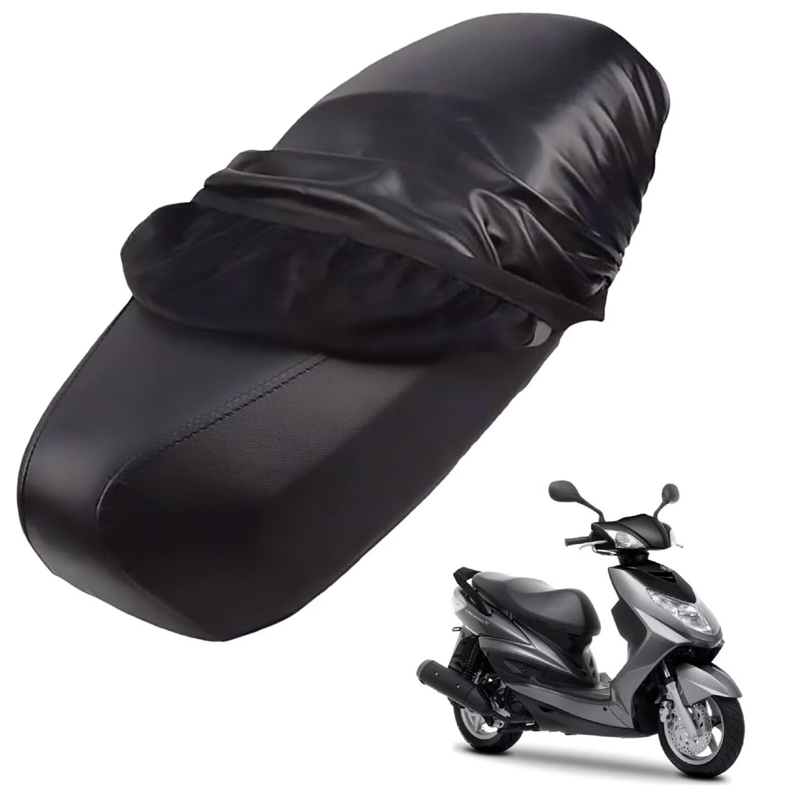 generisch Leder-sitzbezug Motorrad kompatibel mit Yamaha Cygnus X 2010-2016,Roller sitzbankbezug,wasserdicht,regendicht,staubdicht und sonnenfest (Black) von generisch