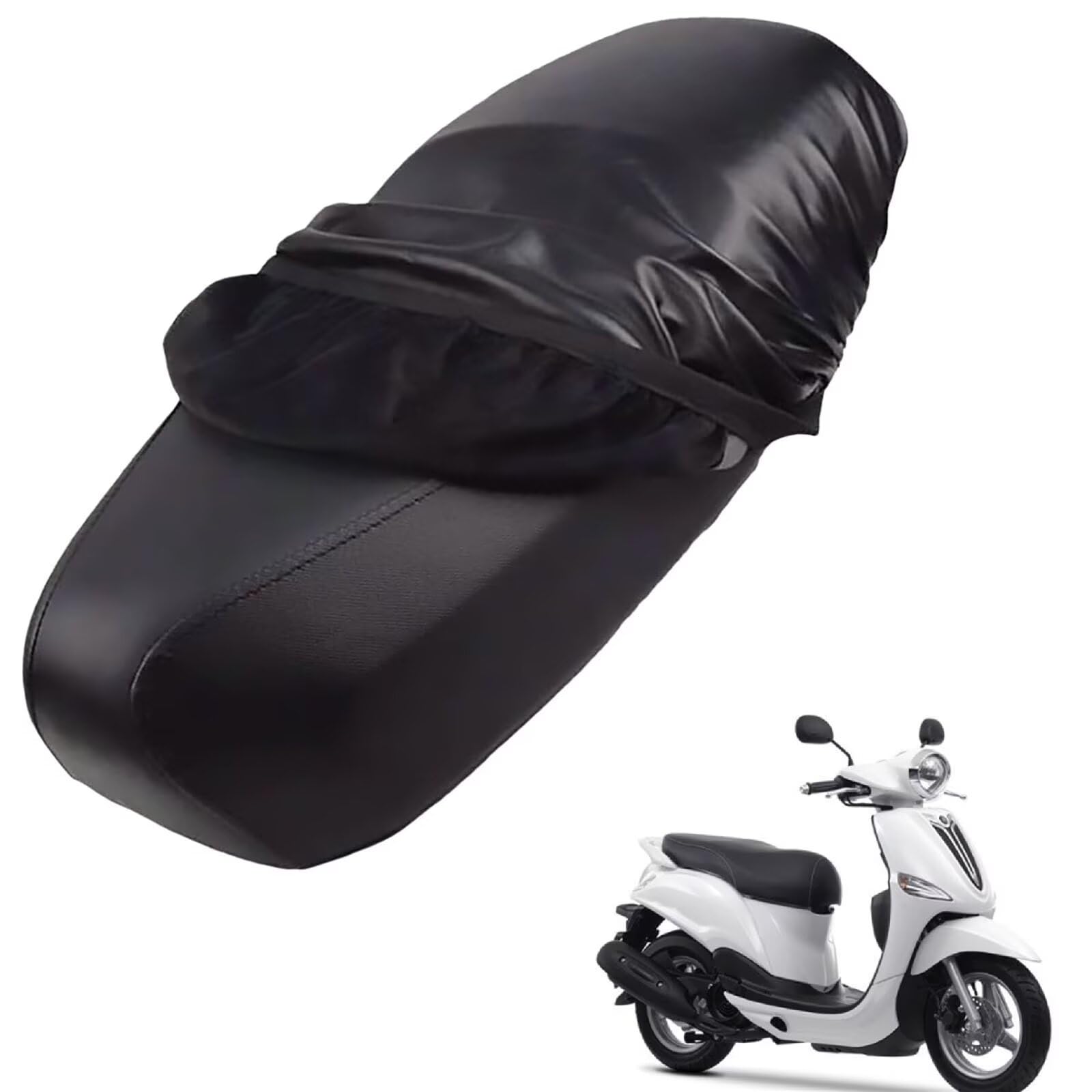 generisch Leder-sitzbezug Motorrad kompatibel mit Yamaha Delight 2013-2014,Roller sitzbankbezug,wasserdicht,regendicht,staubdicht und sonnenfest (Black) von generisch