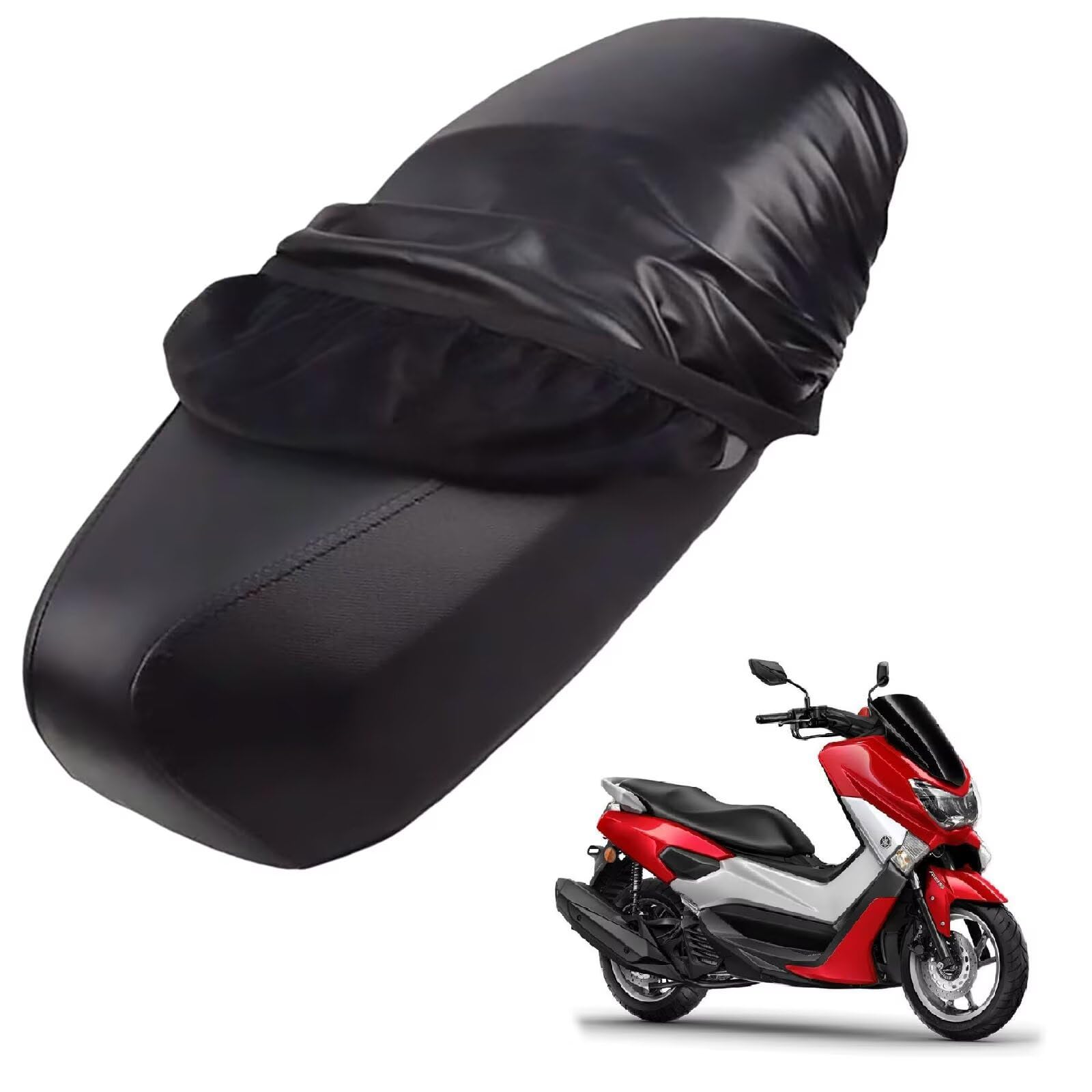 generisch Leder-sitzbezug Motorrad kompatibel mit Yamaha NMAX 125 2015-Present,Roller sitzbankbezug,wasserdicht,regendicht,staubdicht und sonnenfest (Black) von generisch