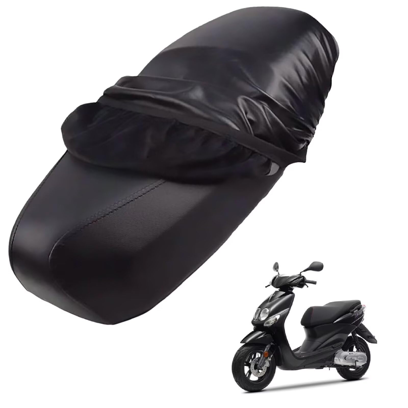 generisch Leder-sitzbezug Motorrad kompatibel mit Yamaha Neo 2012-2013,Roller sitzbankbezug,wasserdicht,regendicht,staubdicht und sonnenfest (Black) von generisch