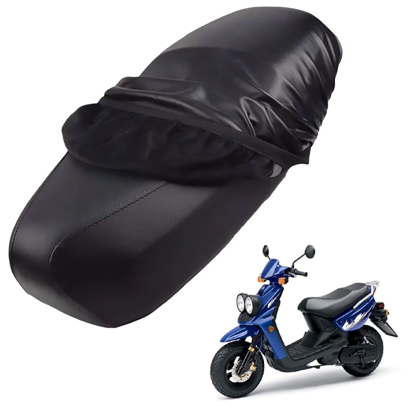 generisch Leder-sitzbezug Motorrad kompatibel mit Yamaha ZUMA 2005-Present,Roller sitzbankbezug,wasserdicht,regendicht,staubdicht und sonnenfest (Black) von generisch