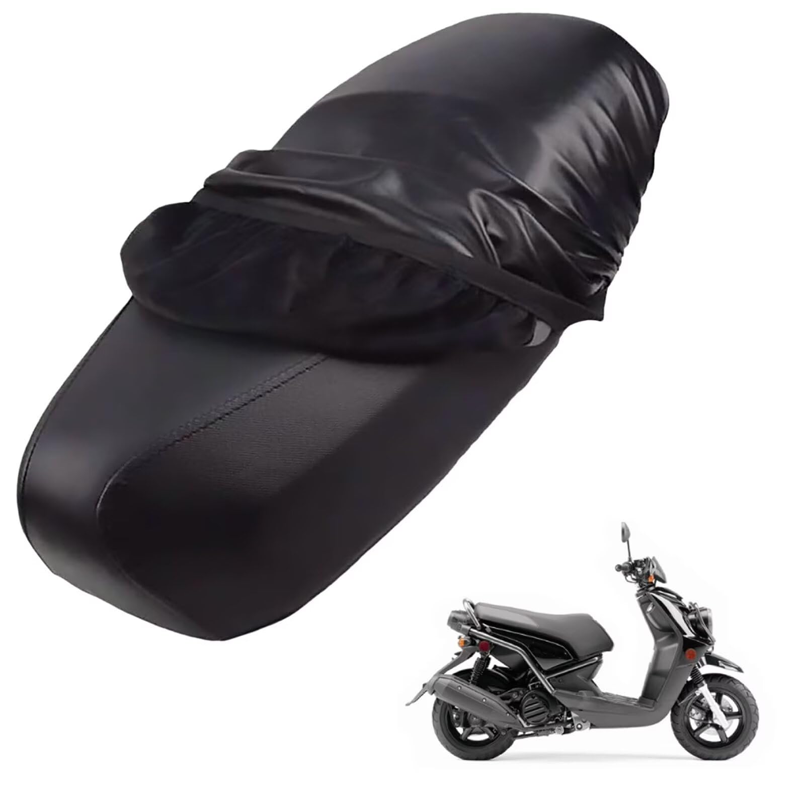 generisch Leder-sitzbezug Motorrad kompatibel mit Yamaha Zuma 125 2008-Present,Roller sitzbankbezug,wasserdicht,regendicht,staubdicht und sonnenfest (Black) von generisch