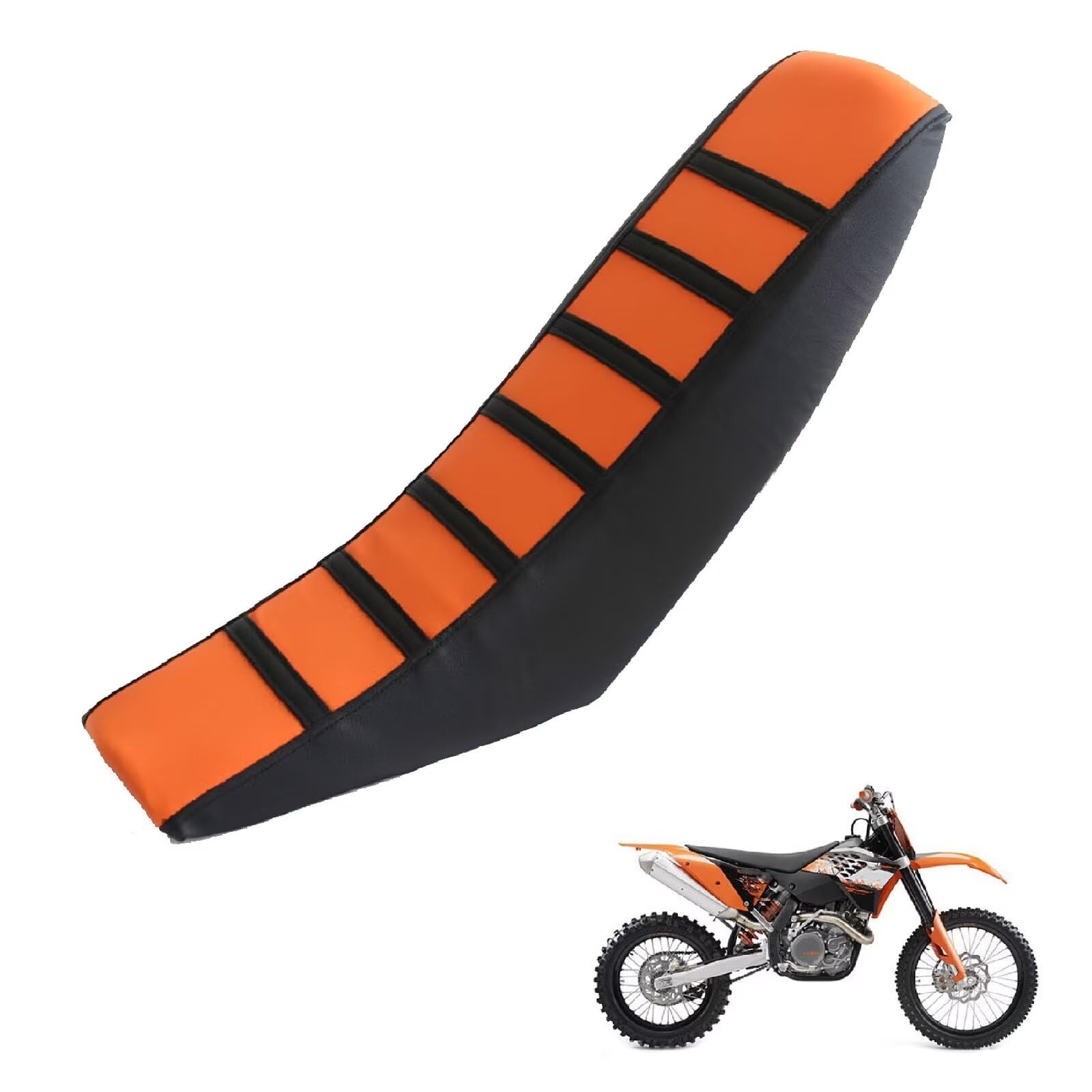 generisch sitzbankbezug Motorrad kompatibel mit KTM 450 XC-W (R) 2008-2009，Sonnenschutz und Anti-Rutsch,Motorradzubehörsitzbankbezug Motorrad (Black Orange) von generisch