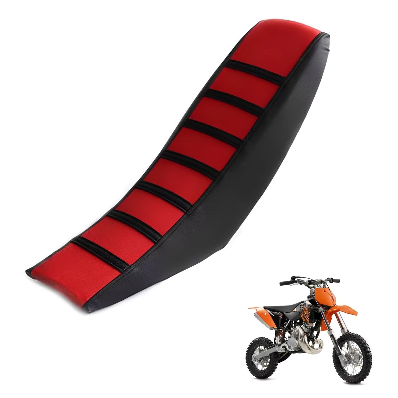 generisch sitzbankbezug Motorrad kompatibel mit KTM 50 Supermoto 2006-2007，Sonnenschutz und Anti-Rutsch,Motorradzubehörsitzbankbezug Motorrad (Black red) von generisch