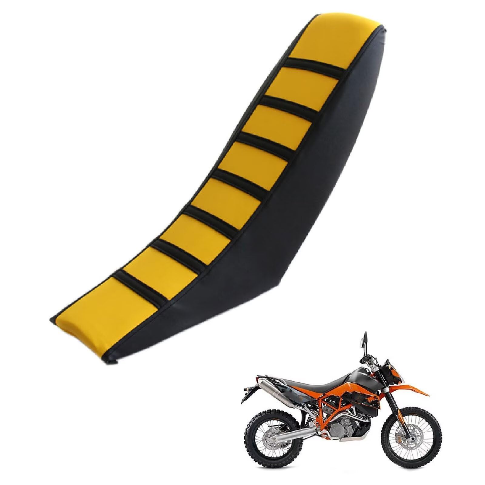 generisch sitzbankbezug Motorrad kompatibel mit KTM 950 Super Enduro R 2006-2008，Sonnenschutz und Anti-Rutsch,Motorradzubehörsitzbankbezug Motorrad (Black Yellow) von generisch