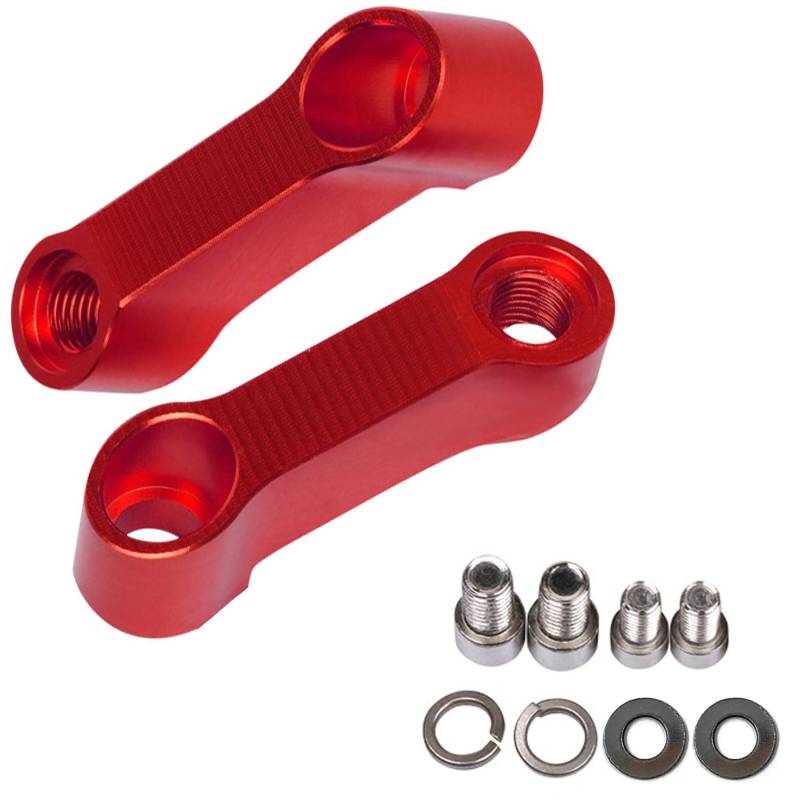 1 Paar Motorrad-Rückspiegel-Verlängerungsadapter aus Aluminiumlegierung, rot, Adapter-Set, Rückspiegel, Motorrad, 10 mm, 8 mm, Riser Mount Extender. von gexu