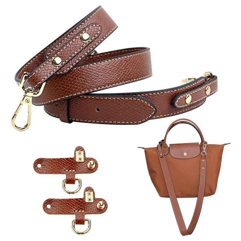 Leder Schulterriemen Mini Taschen, Pliage No-Punch Transformationszubehör, Einstellbar Damen Tragegurt für Longchampdamen,Tragegurt für Longchamp Strap Taschen, Taschengurt zum Wechseln 100cm Braun von gexuamz