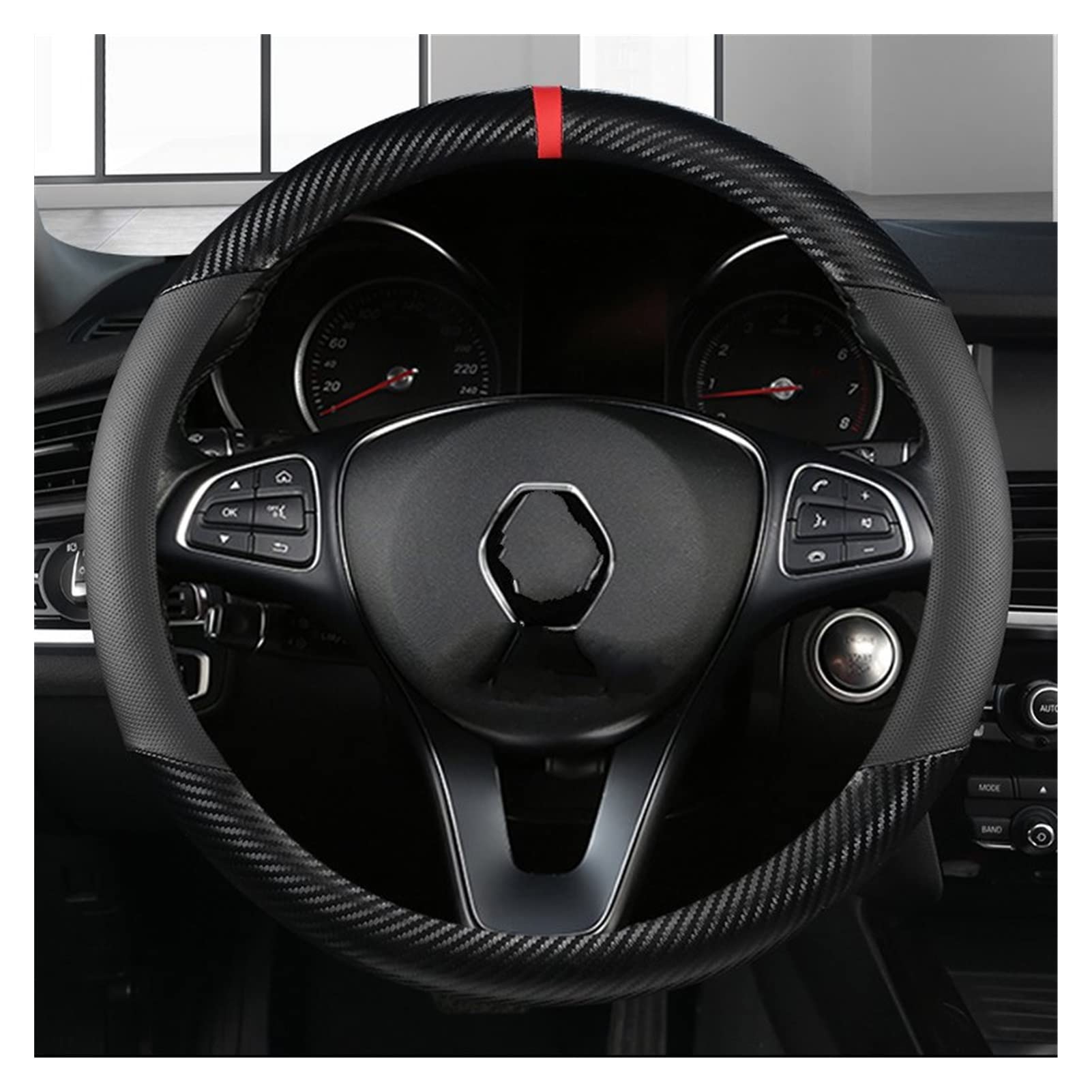 Lenkradbezug Auto Lenkrad Abdeckung 38cm Leder Für Renault Für Captur Für Kadjar Für Kaptur Für Koleos Für Scenic Für Espace Lenkradabdeckung (Farbe : Black O shape) von gghhstore