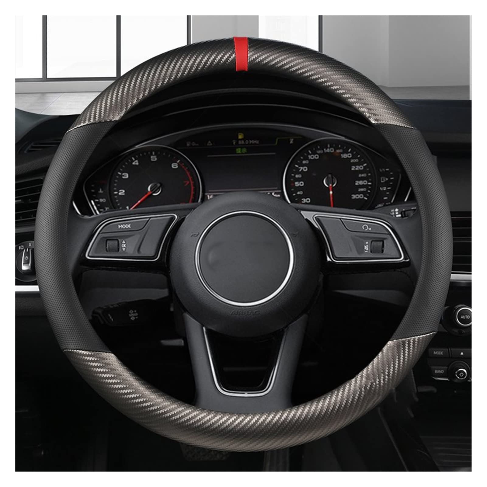 Lenkradbezug Für Audi A1 A3 A4 A5 A6 A7 A8 Q2 Q3 Q5 Q7 Q8 S4 S3 S5 S6 S8 RS6 RS4 Carbon Leder Auto Lenkradbezug 38cm Lenkradabdeckung (Farbe : GREY O SHAPE) von gghhstore