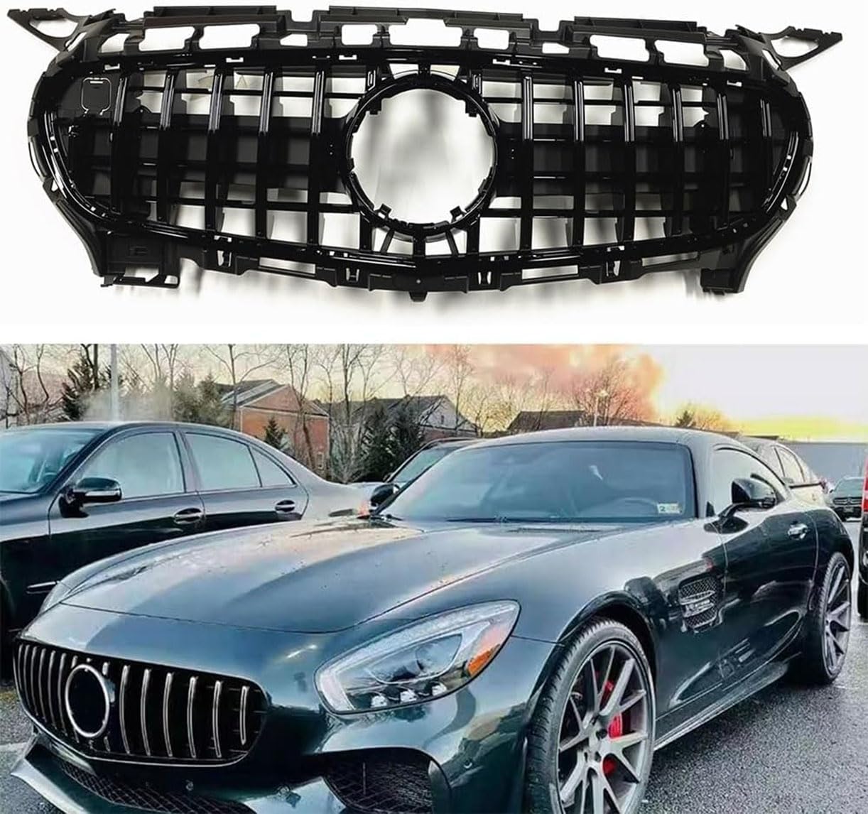 ghuitylk Auto Front Niere Kühler, Double Slats Grill, für Mercedes-Benz AMG GT S C190 R190 2015-2016 von ghuitylk