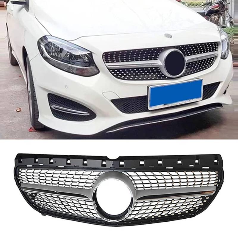 ghuitylk Auto Front Niere Kühler, Double Slats Grill, für Mercedes-Benz B Class W246 B180 B200 B220 B250 2015 2016 2017 2018 2019,B-Silver von ghuitylk