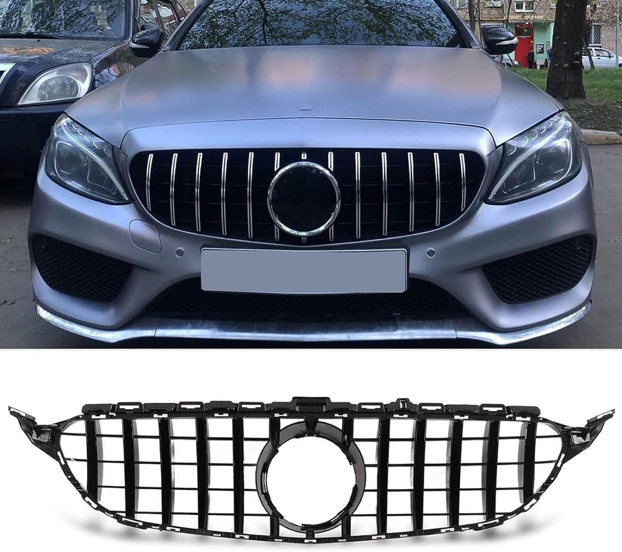 ghuitylk Auto Front Niere Kühler, Double Slats Grill, für Mercedes-Benz C Klasse W205 C205 S205 Pre-Facelift 2015-2018 von ghuitylk