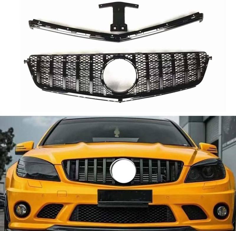 ghuitylk Auto Front Niere Kühler, Double Slats Grill, für Mercedes-Benz C63 AMG 2008-2011 von ghuitylk