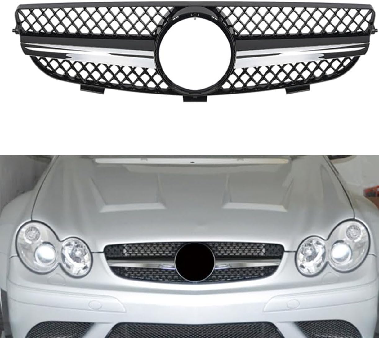 ghuitylk Auto Front Niere Kühler, Double Slats Grill, für Mercedes-Benz CLK Class W209 CLK63 CLK550 CLK320 2003-2009 von ghuitylk