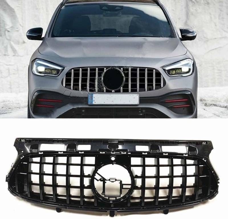 ghuitylk Auto Front Niere Kühler, Double Slats Grill, für Mercedes-Benz GLA Class H247 2020-2023,A-Black von ghuitylk