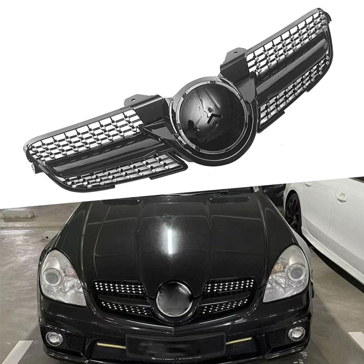 ghuitylk Auto Front Niere Kühler, Double Slats Grill, für Mercedes-Benz SLK SLK200 300 350 SLK55 2008 2009 2010 von ghuitylk