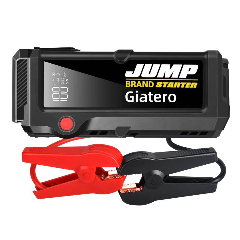 GIATERO Auto Starthilfe Powerbank, 4000A Batterie Jump Starter mit Starthilfekabel Auto Starthilfe für 12V Fahrzeuge (Bis zu 12L Benzin/10L Diesel), Starter Powerbank mit LED von giatero