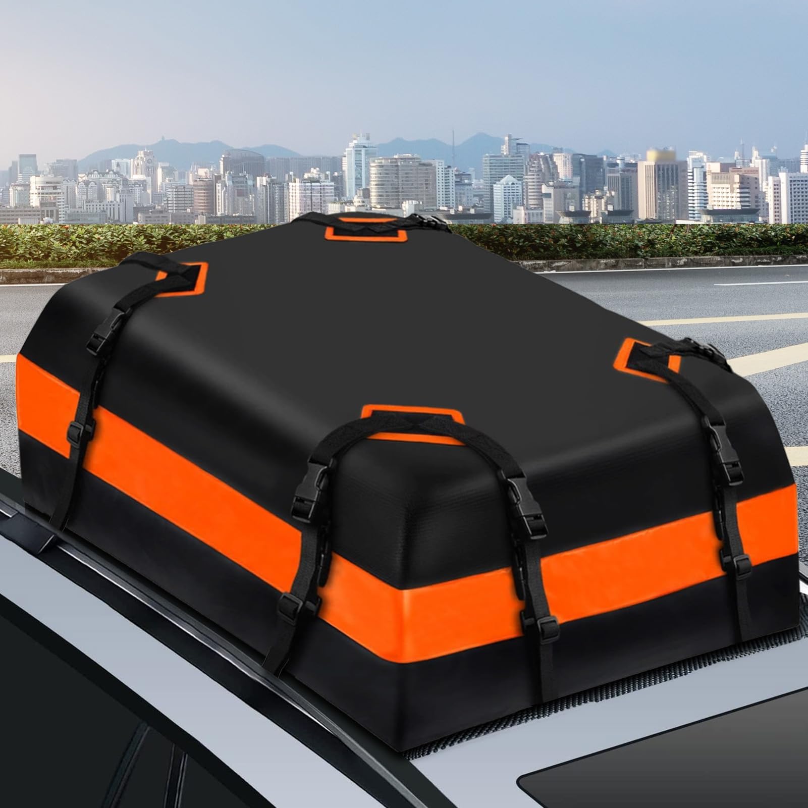 gibxiyza Auto Dachgepäckträgertasche, 21 Kubikfuß Wasserdicht Auto Dach Top Gepäck Aufbewahrungstasche mit Anti-Rutsch-Matte Camping Auto Dachträger Tasche für alle Fahrzeuge mit/ohne Gepäckträger 1 von gibxiyza