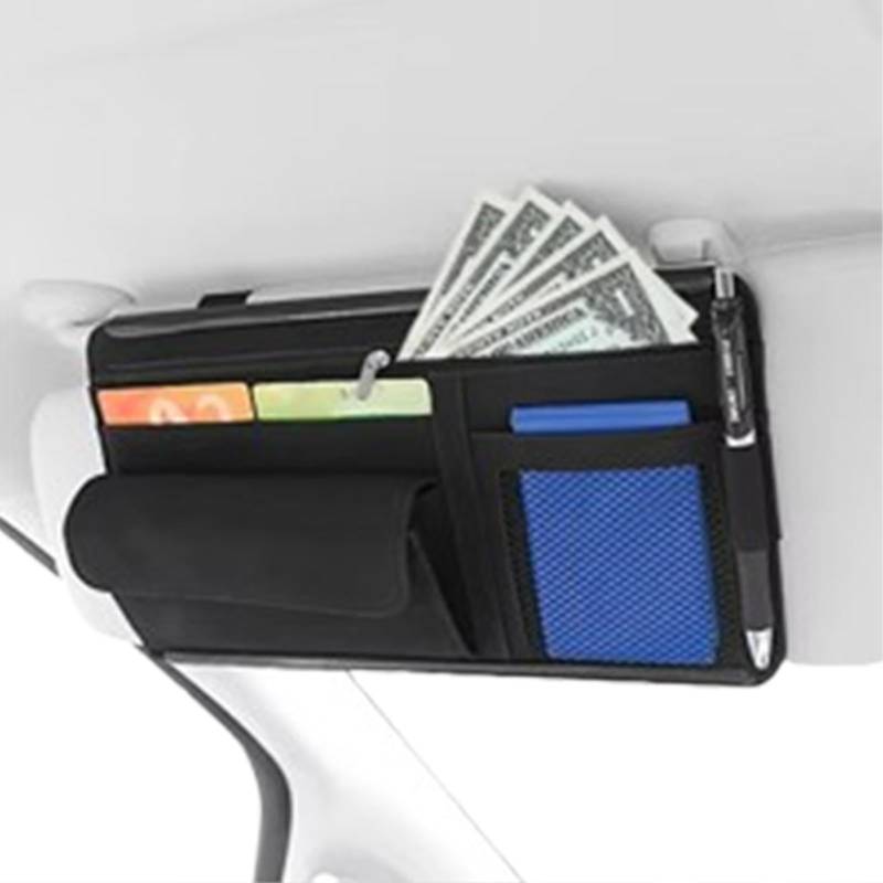 Auto-Visier-Aufbewahrungs-Organizer, Visier-Aufbewahrung | Aufbewahrung von Autoinnenzubehör,Sonnenbrillenhalter mit mehreren Taschen, Auto-Visier-Zubehör, Auto-Organizer für Karten, Tickets, Sonnenbr von gifyym