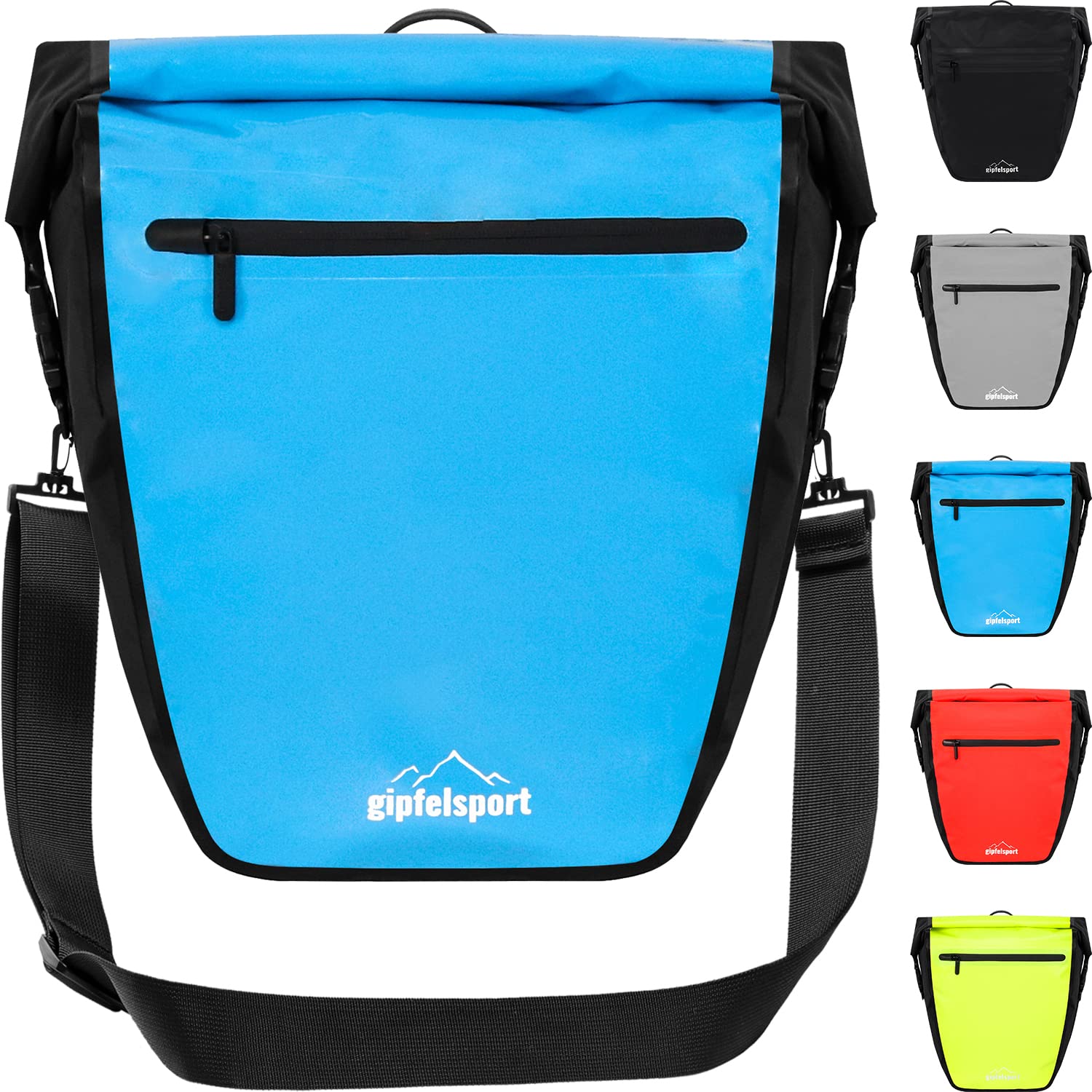 gipfelsport Fahrradtasche für Gepäckträger - Gepäckträgertasche I Fahrradtaschen, Satteltaschen mit 21l Volumen I wasserdicht, reflektierend, blau von gipfelsport