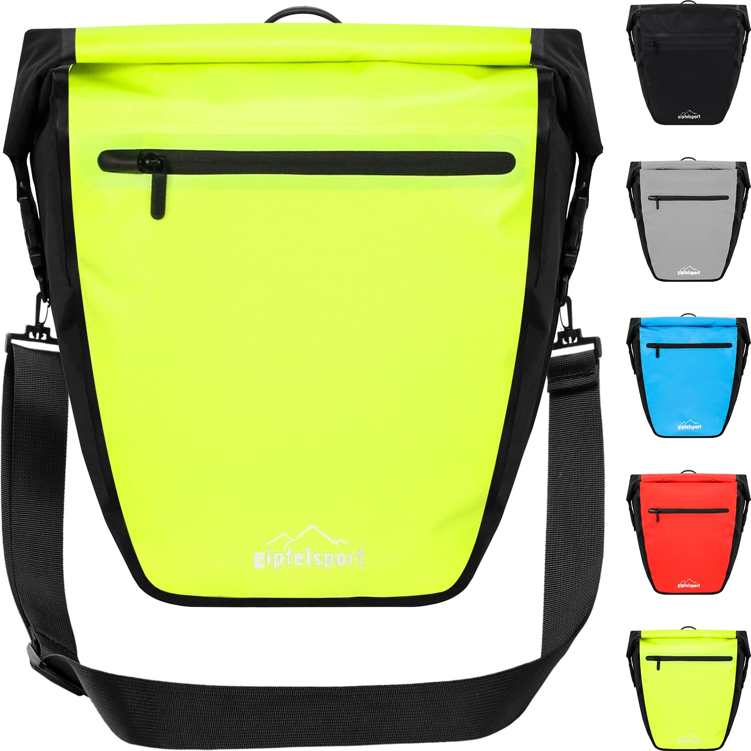 gipfelsport Fahrradtasche für Gepäckträger - Gepäckträgertasche I Fahrradtaschen, Satteltaschen mit 21l Volumen I wasserdicht, reflektierend, gelb von gipfelsport