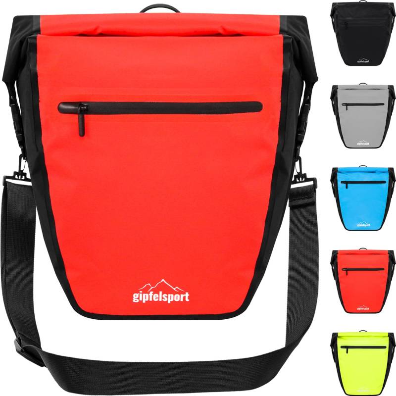 gipfelsport Fahrradtasche für Gepäckträger - Gepäckträgertasche I Fahrradtaschen, Satteltaschen mit 21l Volumen I wasserdicht, reflektierend, rot von gipfelsport