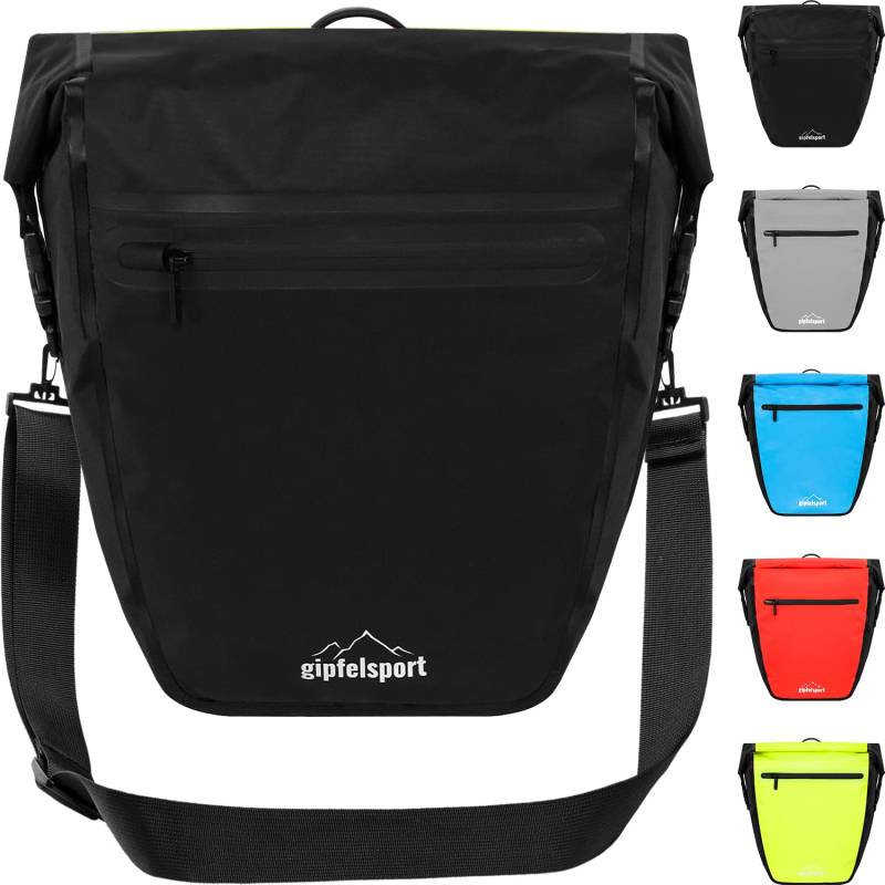 gipfelsport Fahrradtasche für Gepäckträger - Gepäckträgertasche I Fahrradtaschen, Satteltaschen mit 21l Volumen I wasserdicht, reflektierend, schwarz von gipfelsport