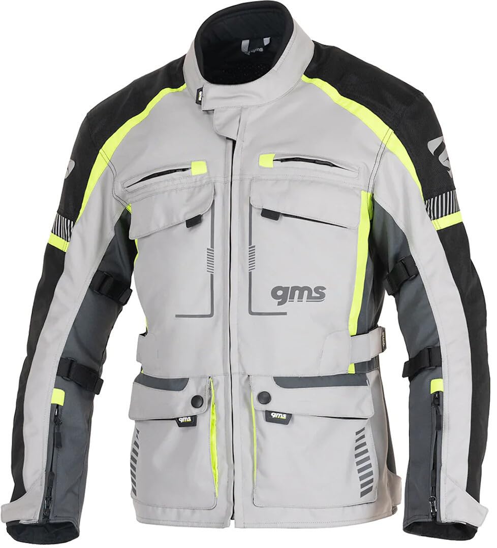 gms Everest 3in1 Motorrad Textiljacke, grau/gelb, 5XL von gms