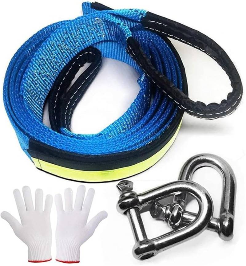 Goambuy Abschleppseil 5 cm x 5 m, 17,600 lbs (8 Tonnen) Recovery Tow Strap Kit Für Off-Road Recovery & Abschleppen Heavy Duty Polyester Weather Resistant Verstärkte Looped Ends 2 Safety Hooks von goambuy