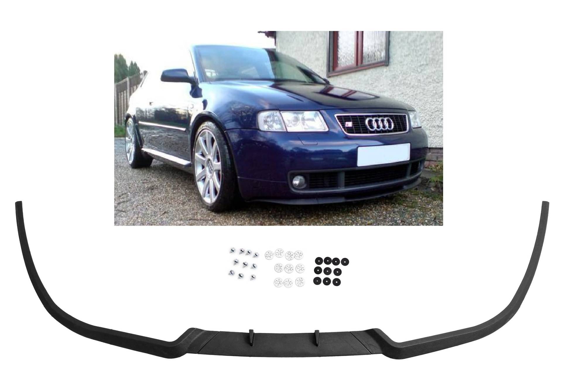 Cup Front Spoiler Lippe Schürze Ansatz ABS Lackierbar Schwarz mit Anbaumaterial von goingfast