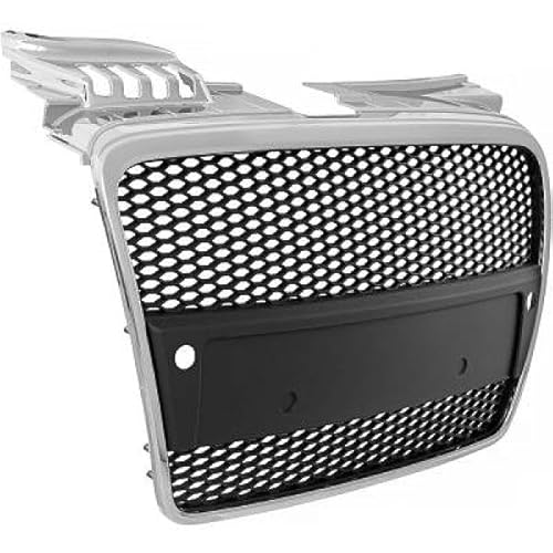 Kompatibel mit A4 B7 04-09 Waben Grill Kühlergrill Sport Front Grill Schwarz Chrom für PDC von goingfast