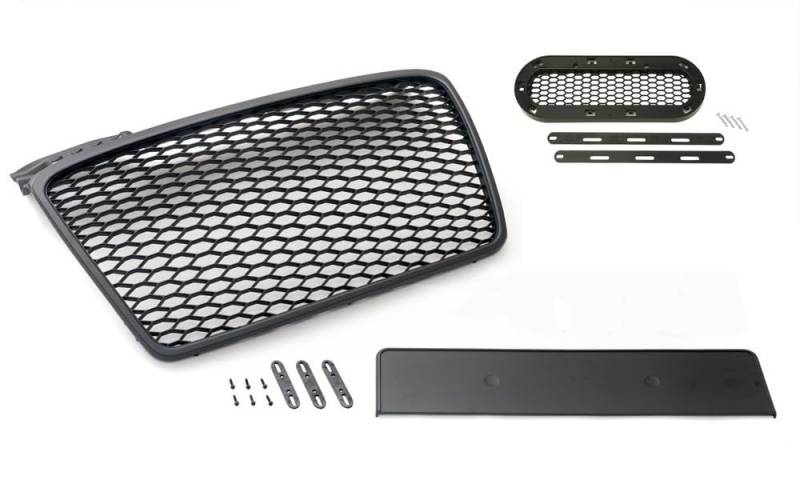 Kompatibel mit A4 B7 Waben Grill Kühlergrill Sport Front Grill Emblemhalter Schwarz Matt 04-09 von goingfast