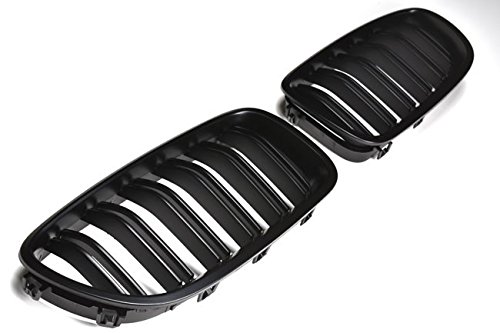 Passend für BMW F10 F11 F18 Kühler- Sport- Front- Doppel- Rippen- Doppelsteg Grill Schwarz Matt Eintragungsfrei Set von goingfast