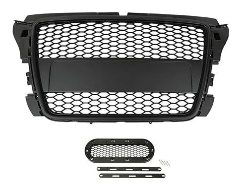 Kompatibel mit A3 8P Kühlergrill Emblemhalter Wabengrill Front Grill Schwarz Matt ohne PDC 2008-2013 Facelift von goingfast