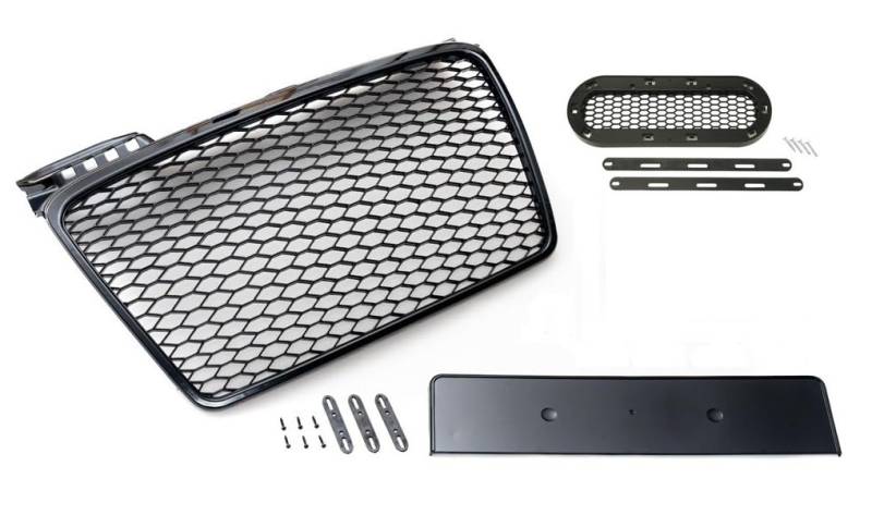 Passend für A4 B7 Waben Grill Kühlergrill Sport Front Grill Schwarz Glanz mit Emblemhalter 04-09 von goingfast