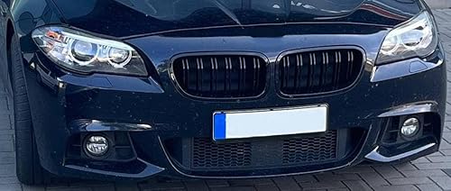 Passend für BMW F10 F11 F18 Kühler- Sport- Front- Doppel- Rippen- Doppelsteg Grill Schwarz Glanz Eintragungsfrei Set von goingfast