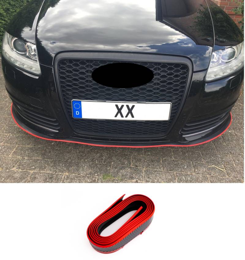 Universal Front Spoiler Lippe Seiten Schweller Stoßstange Carbon Look Roter Streifen von goingfast