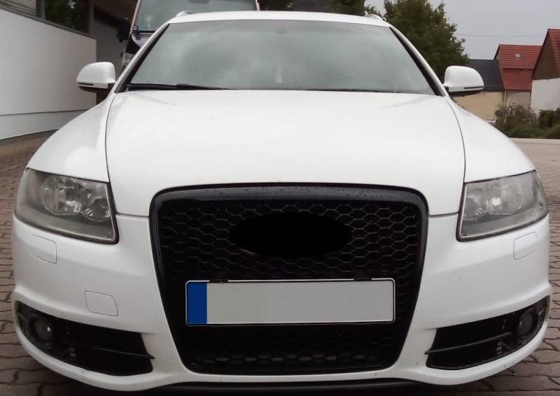 Waben- Gitter- Kühler- Sport- Front- Rippen- Grill ohne Emblem Schwarz Glanz von goingfast