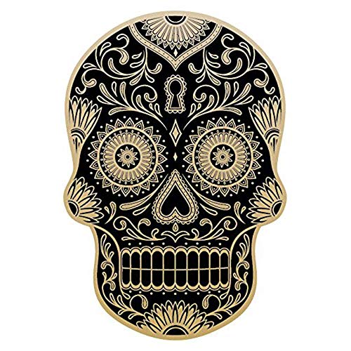 greestick Aufkleber Totenkopf 10x13cm schwarz Gold by Sticker Mexikanisch Biker Skull Decal Vinyl von greestick